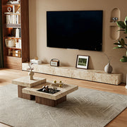 Modern Faux Marble Coffee Table Geometric Layered Center Table Contemporary Living Room Tea Table